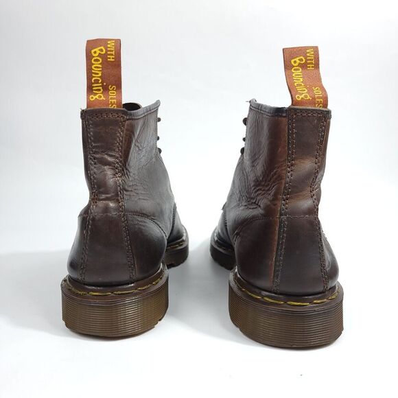 VTG Dr. Martens 101 WATERPROOF MIE 90s Brown Smooth Leather Lug Sole 6-Eye Boots - Picture 9 of 10